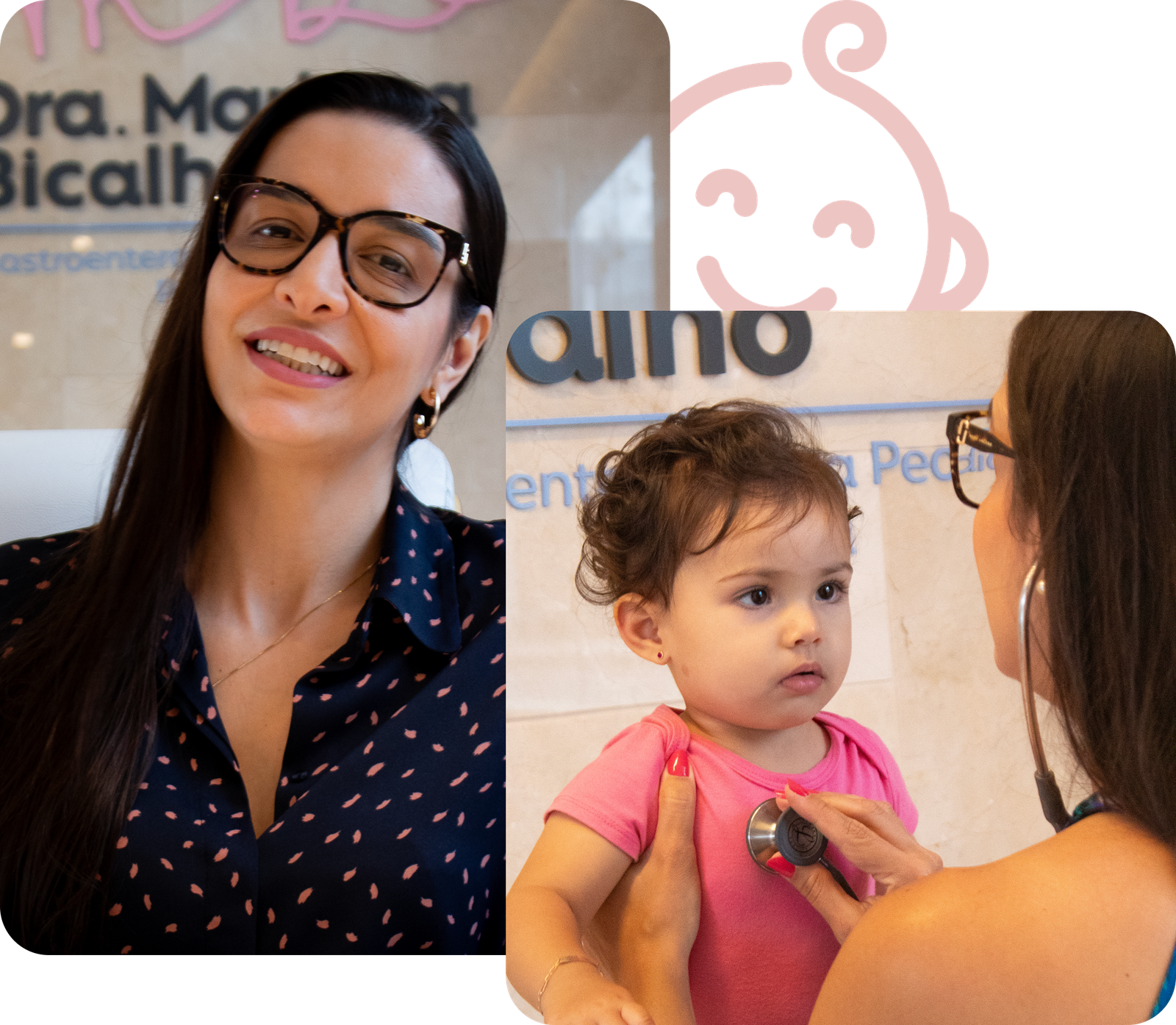 (credenciais) Dra. Mariana Bicalho, formada em gastropediatria pela USP, atendendo paciente